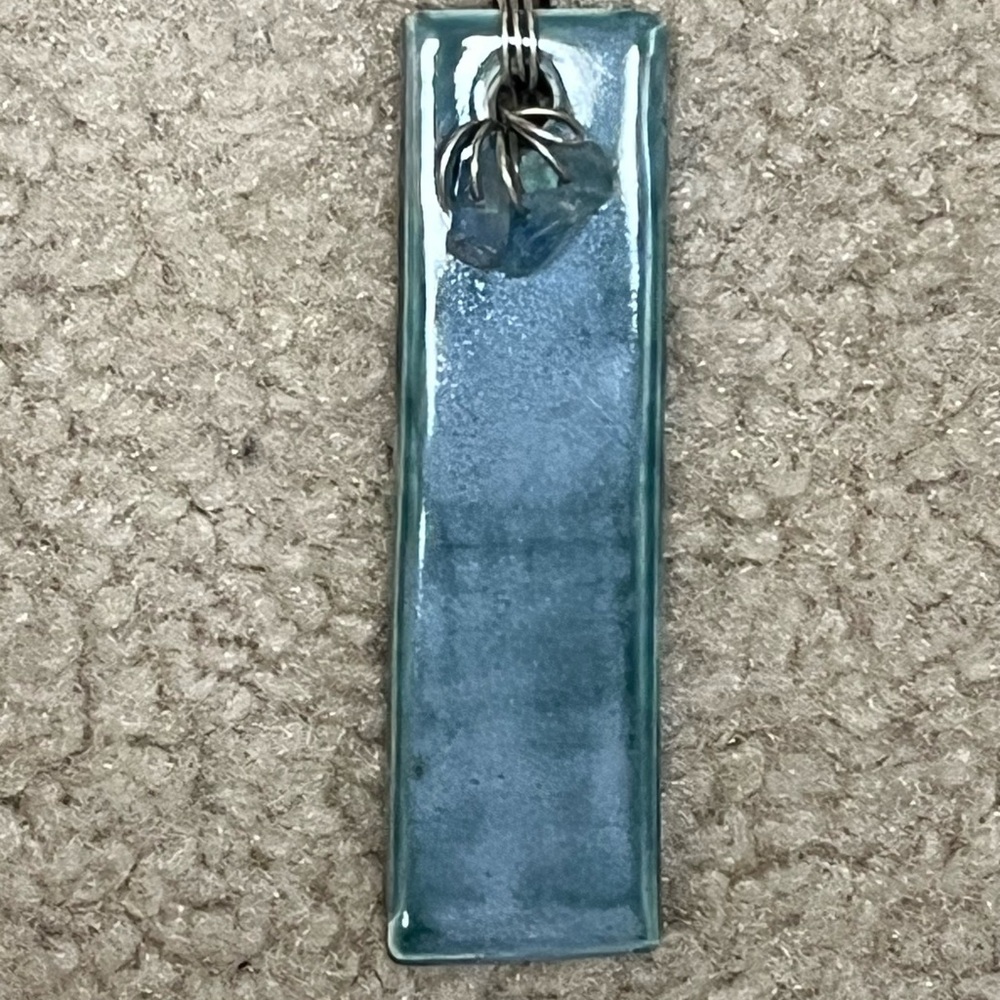Hand Crafted Blue Pottery Pendant Necklace